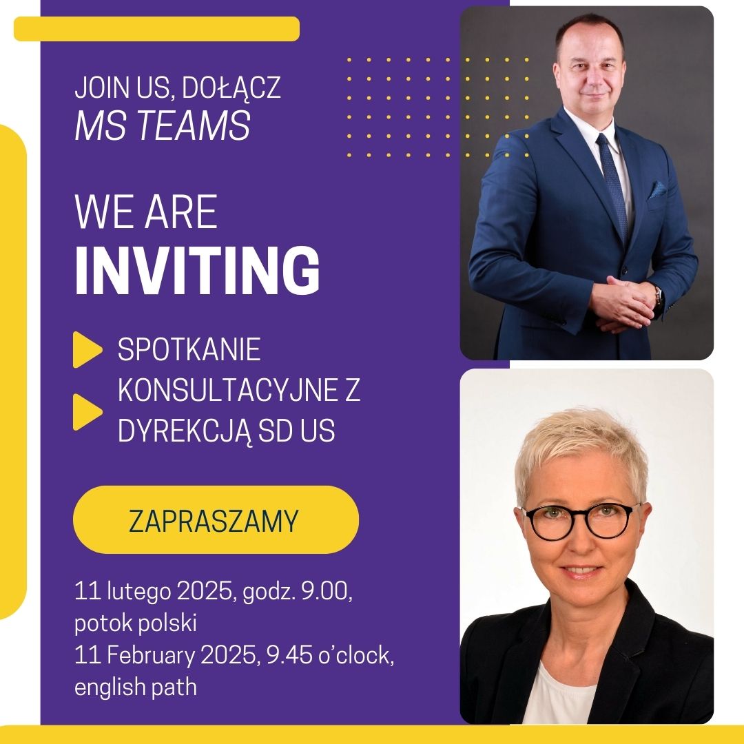 Zapraszamy na spotkanie konsultacyjne z Dyrekcją SD US w dniu 11.02.2025