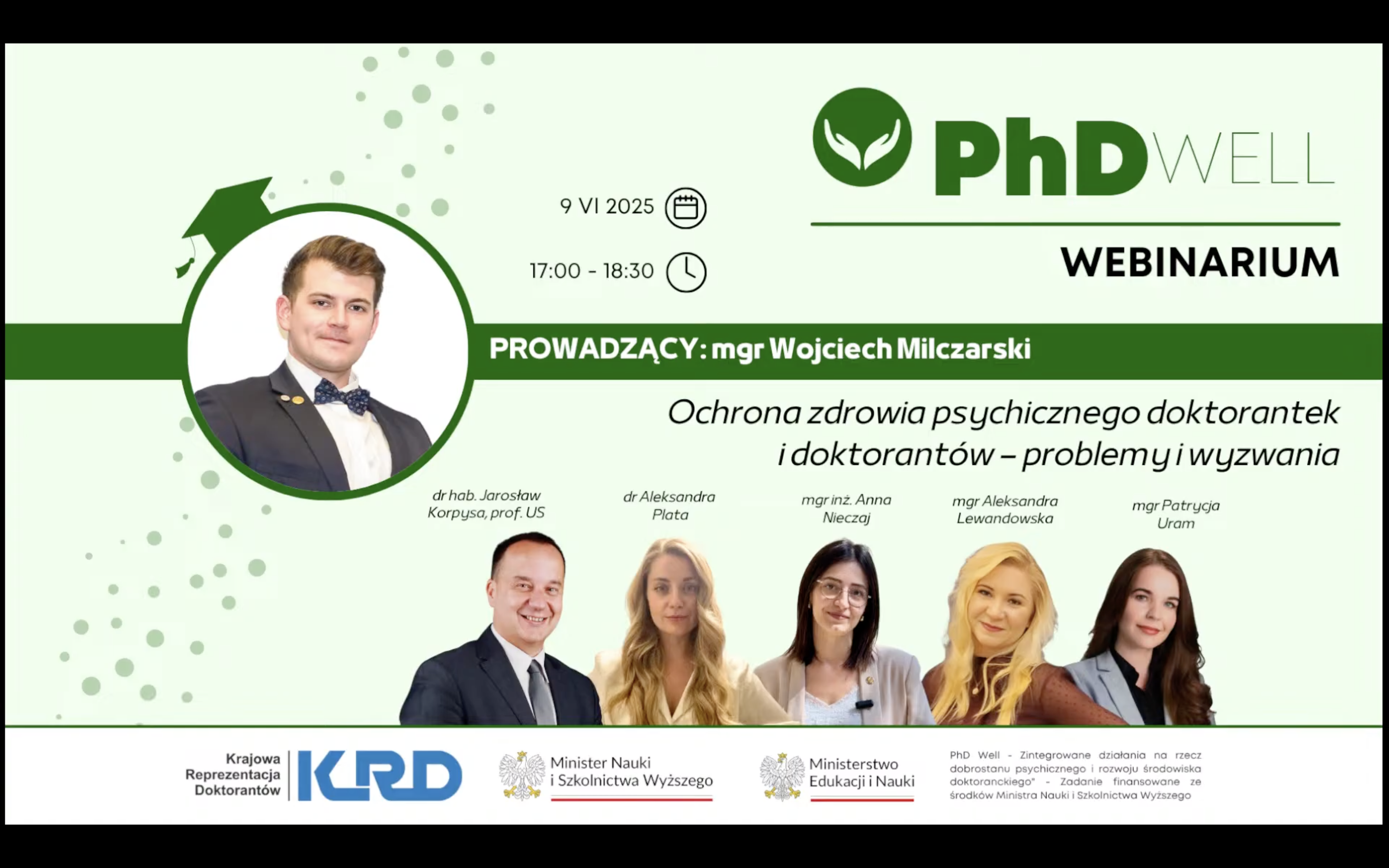 Inauguracyjne webinarium projektu PhDwell z udziałem przedstawiciela Szkoły Doktorskiej!