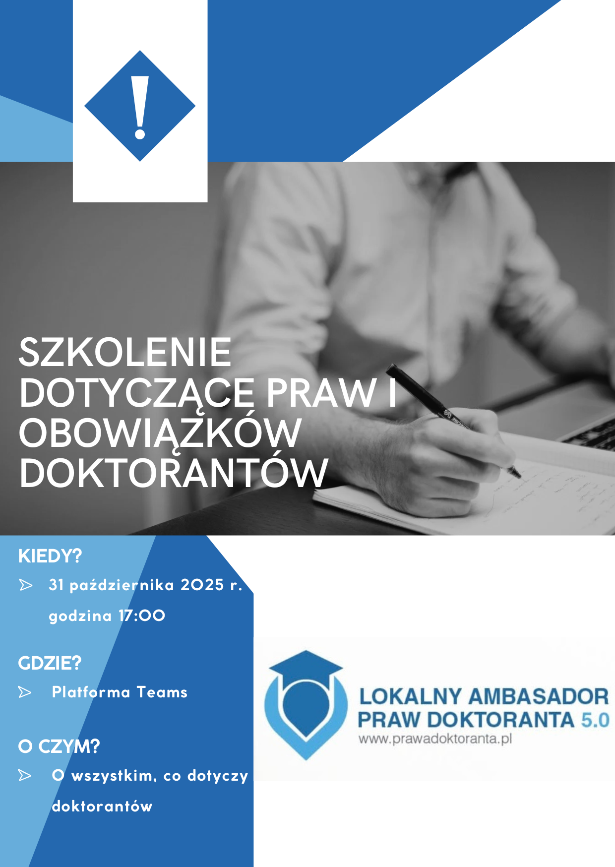 Szkolenie z zakresu praw i obowiązków doktorantów