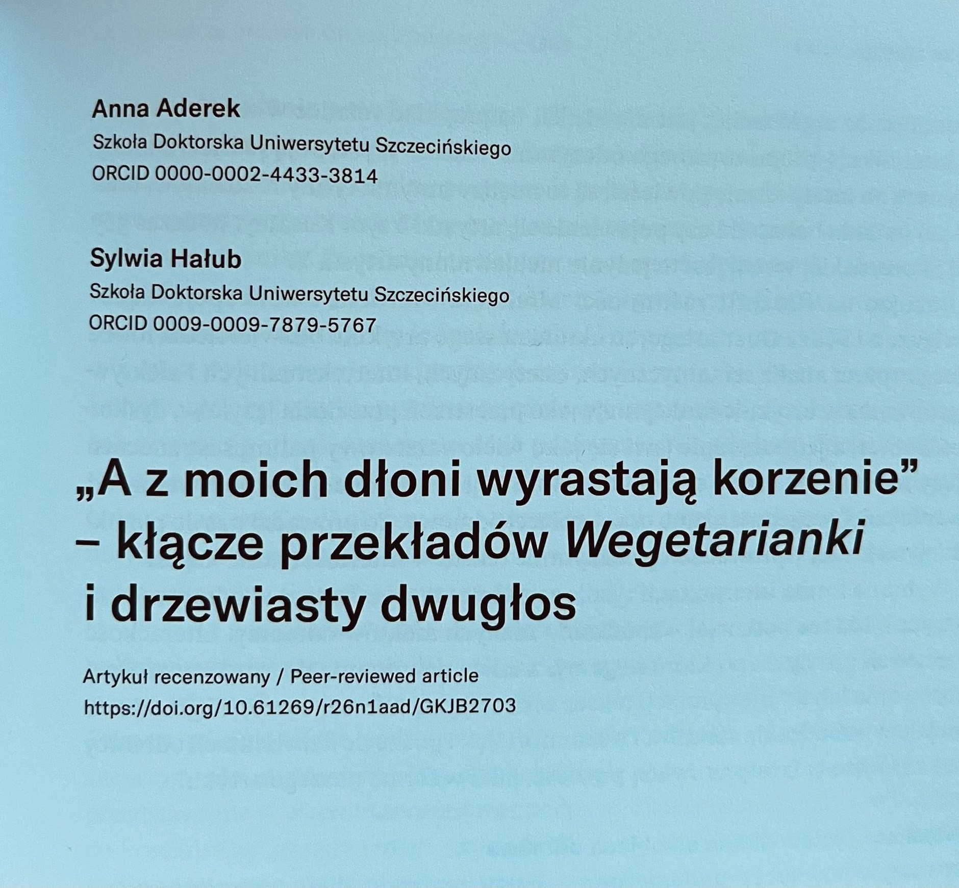 Artykuł Doktorantek Szkoły Doktorskiej w czasopiśmie Czas Kultury