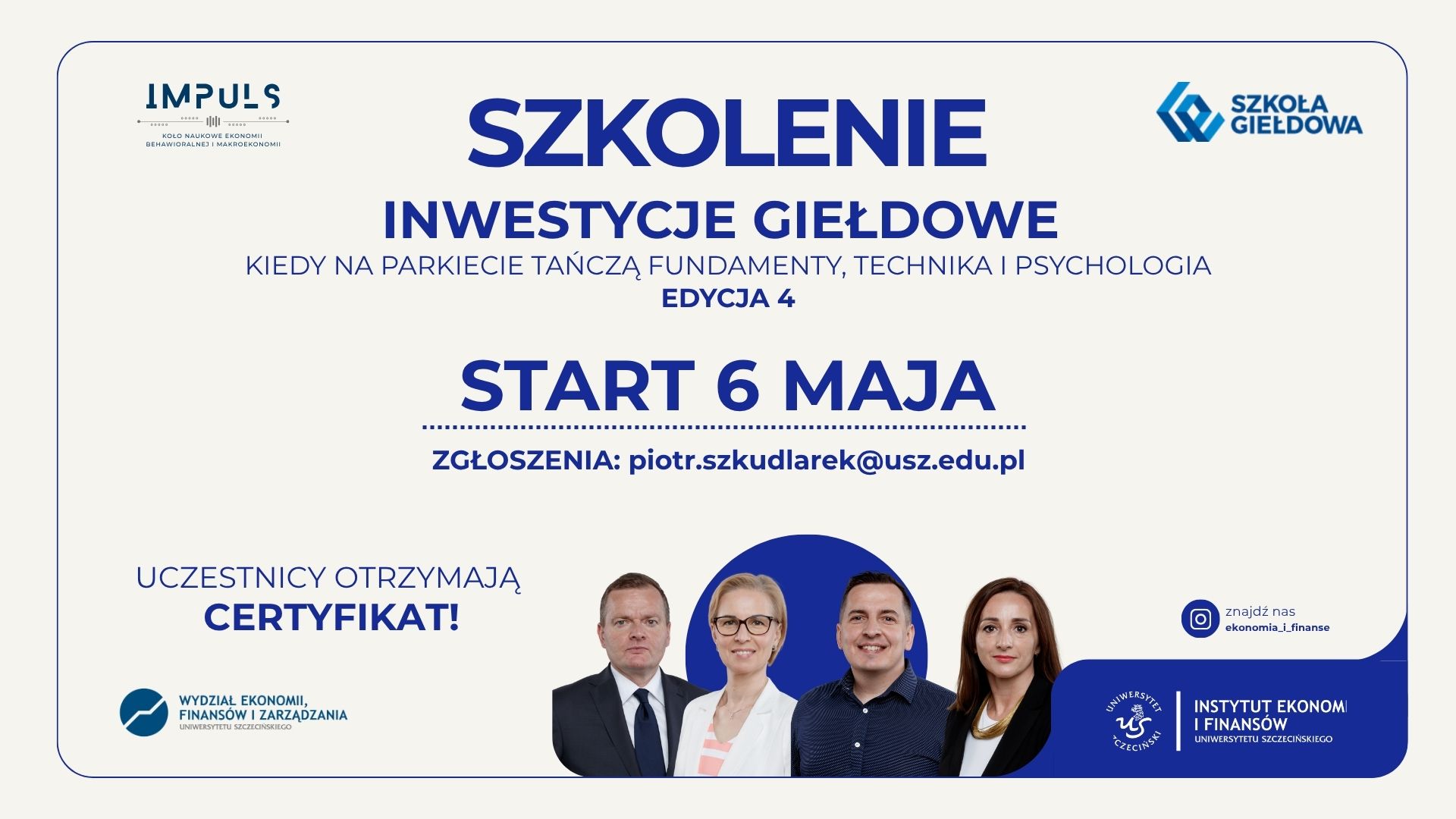 Szkolenie „Inwestycje giełdowe – kiedy na parkiecie tańczą fundamenty, technika i psychologia. Edycja 4.”