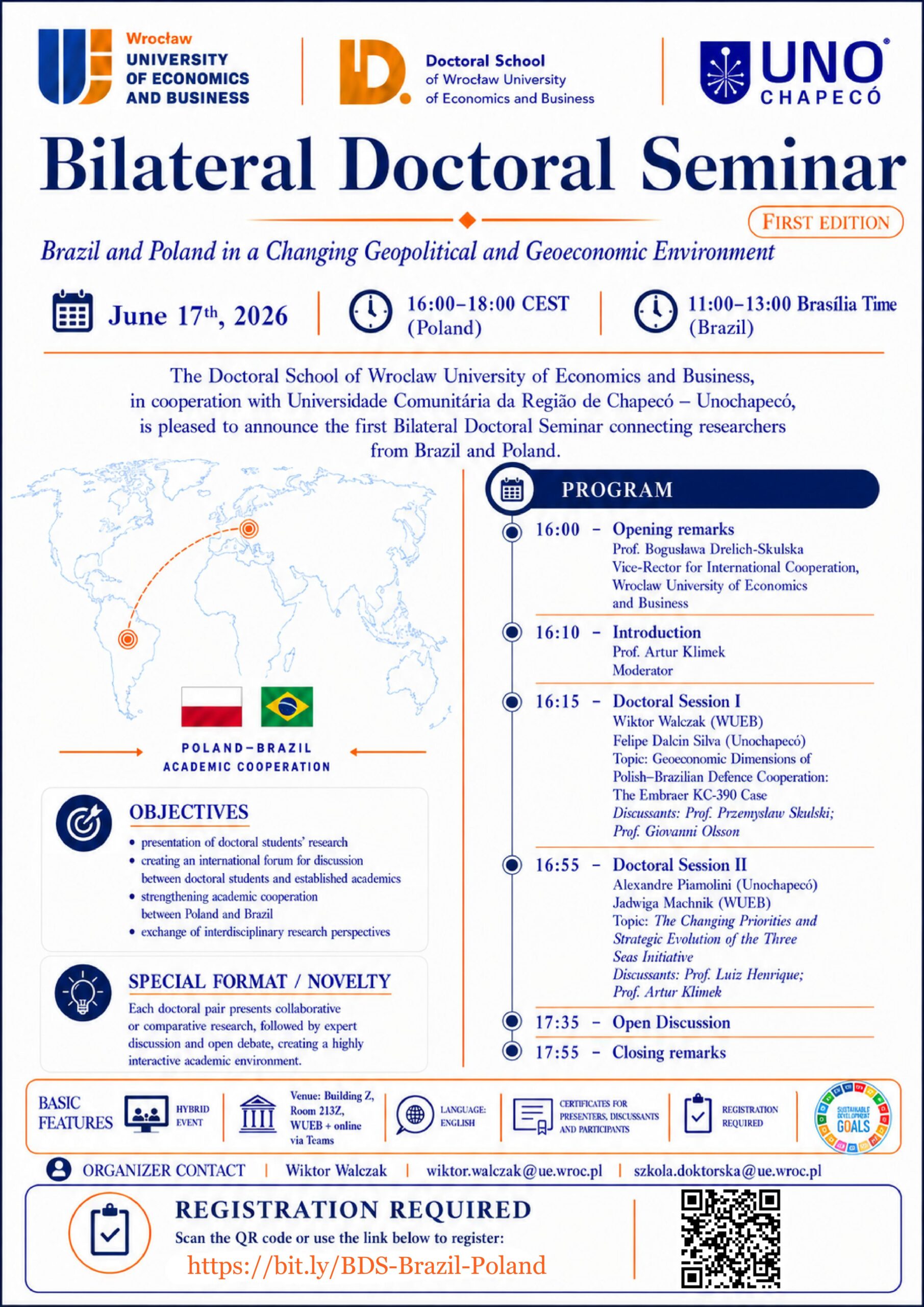 Bilateral Doctoral Seminar: Brazil and Poland in a Changing Geopolitical and Geoeconomic Environment